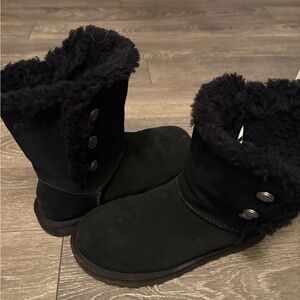 UGG Black Fur-Lined Button Boots